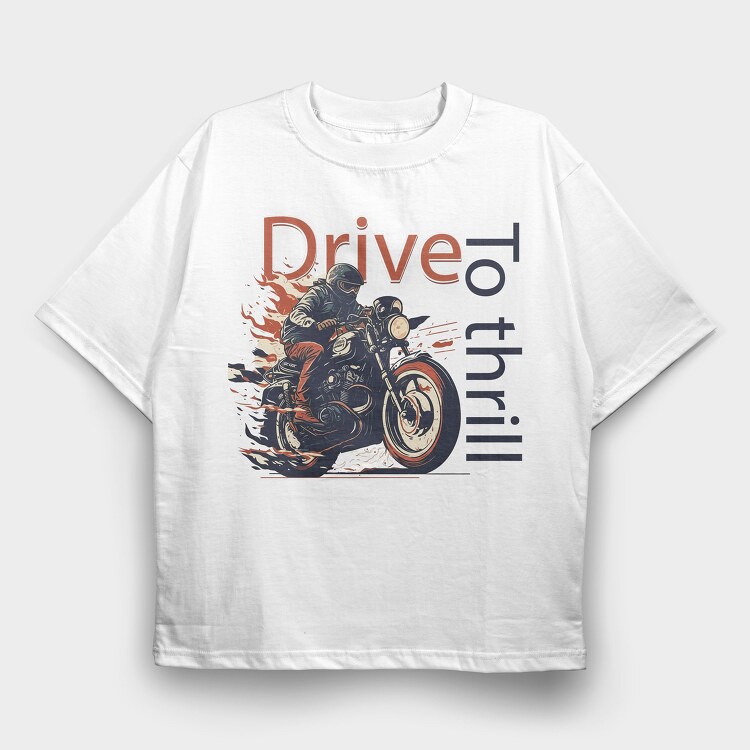 MotorcycleArt RetroStyle, Tricou Oversize Barbati (Unisex)