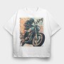 Riding in Style Motorcycle With Rider Artistic , Tricou Oversize Barbati (Unisex)