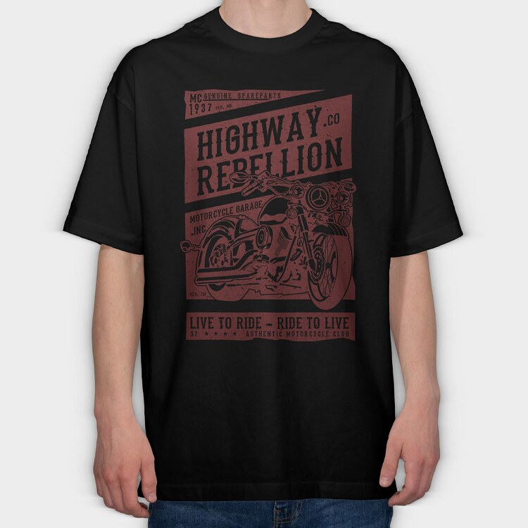 Highway Rebellion, Tricou Oversize Barbati (Unisex)