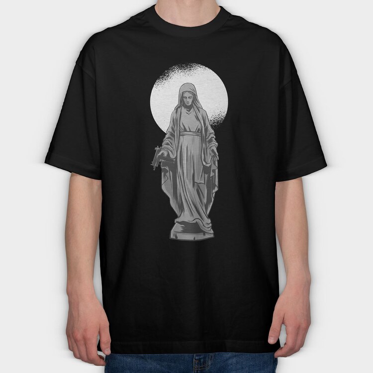Ilustracion Estatua Con Usin, Tricou Oversize Barbati (Unisex)