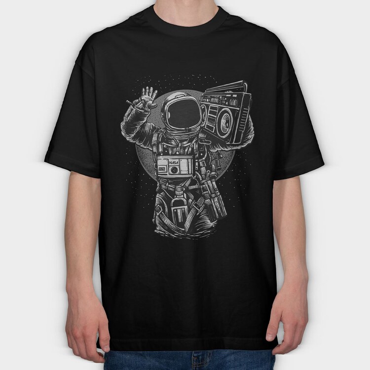 Astronaut Boombox, Tricou Oversize Barbati (Unisex)