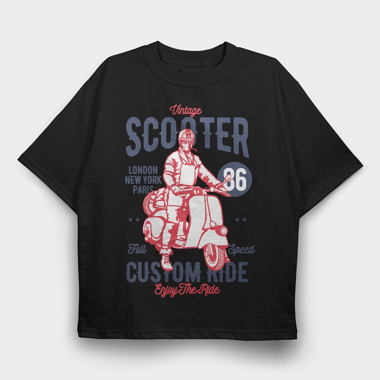 Vintage Scooter, Tricou Oversize Barbati (Unisex)