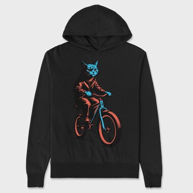 Cat on Bike, Hanorac Oversize Barbati (Unisex)