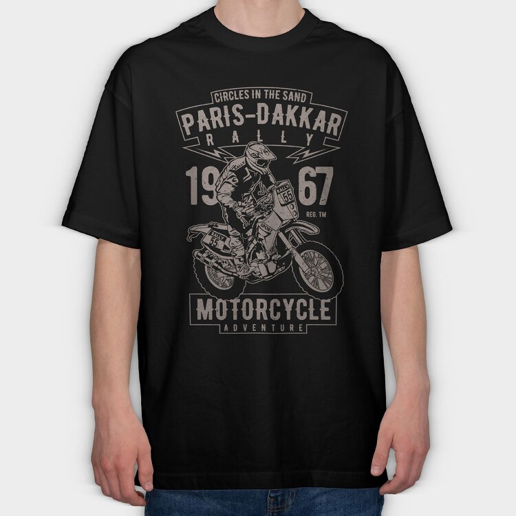 Paris Dakkar Rally Motorcycle, Tricou Oversize Barbati (Unisex)