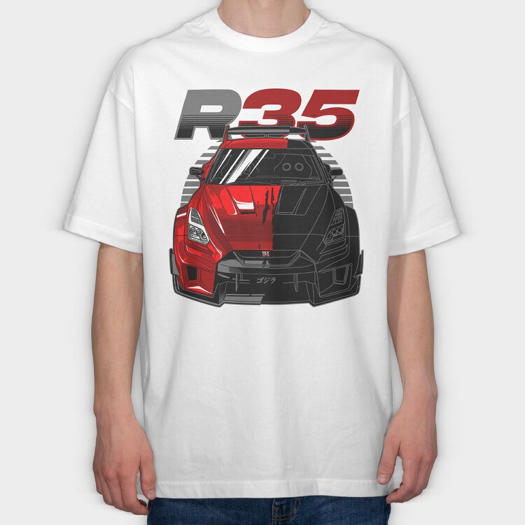 GTR R35 Liberty Walk Silhouette, Tricou Oversize Barbati (Unisex)