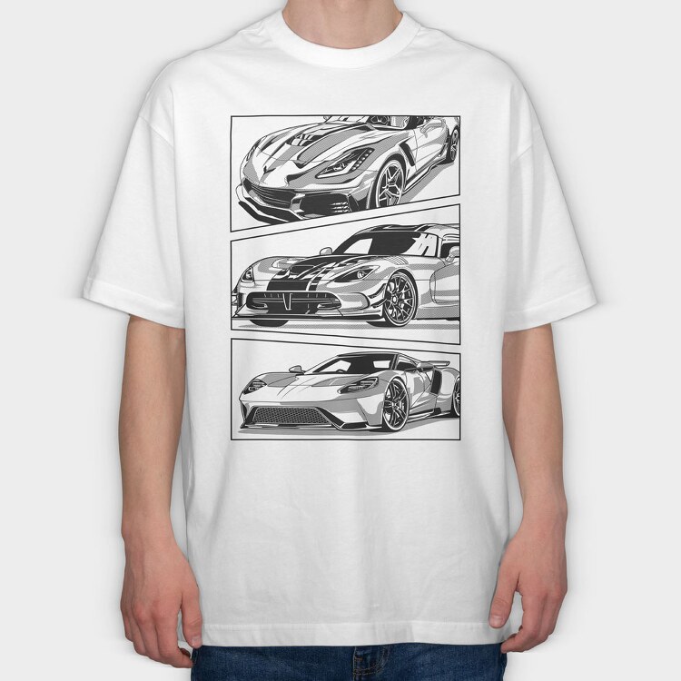 AMERICAN SUPER CAR, Tricou Oversize Barbati (Unisex)