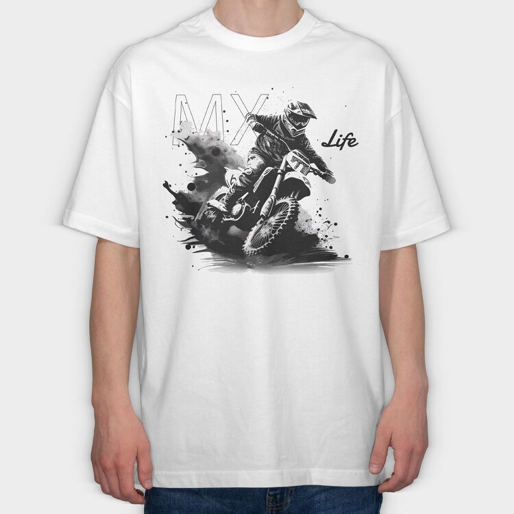 Motocross Rider Kicking Up Dirt Mx Life, Tricou Oversize Barbati (Unisex)