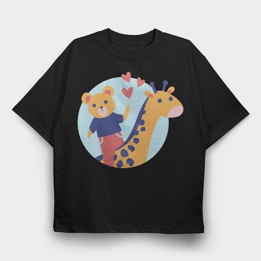 Animals Cartoon, Tricou Oversize Barbati (Unisex)