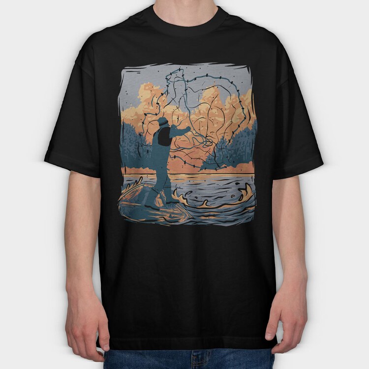 Fisherman Fishnet, Tricou Oversize Barbati (Unisex)