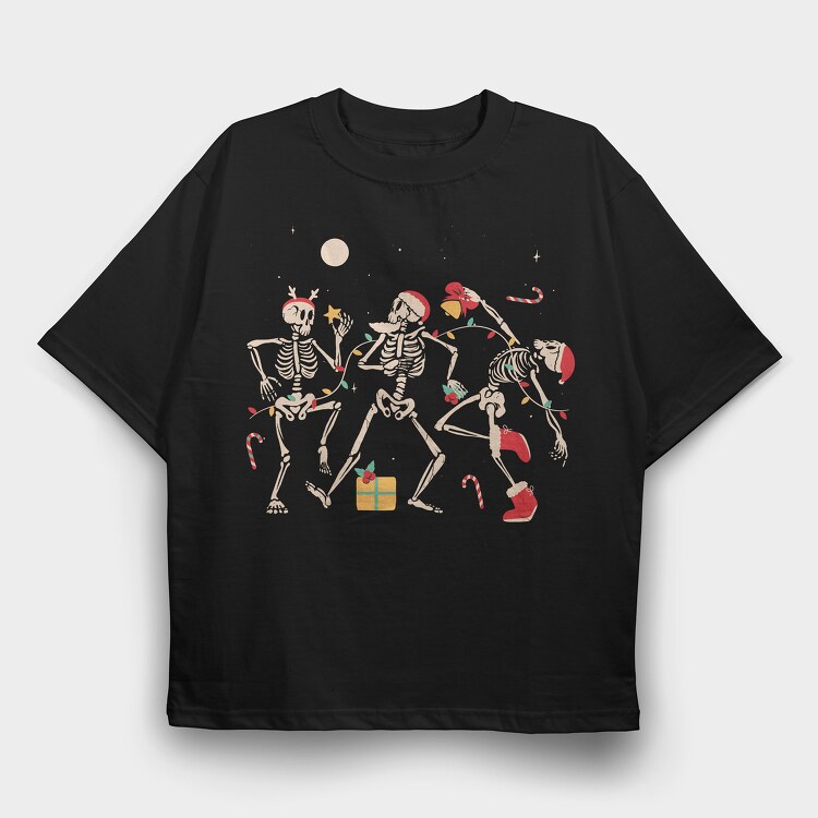 Christmas Dancing Skeletons, Tricou Oversize Barbati (Unisex)