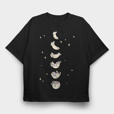 Cat Moon Phases, Tricou Oversize Barbati (Unisex)