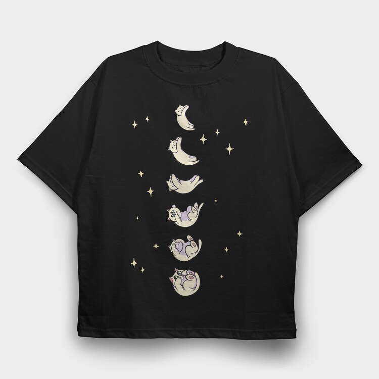 Cat Moon Phases, Tricou Oversize Barbati (Unisex)