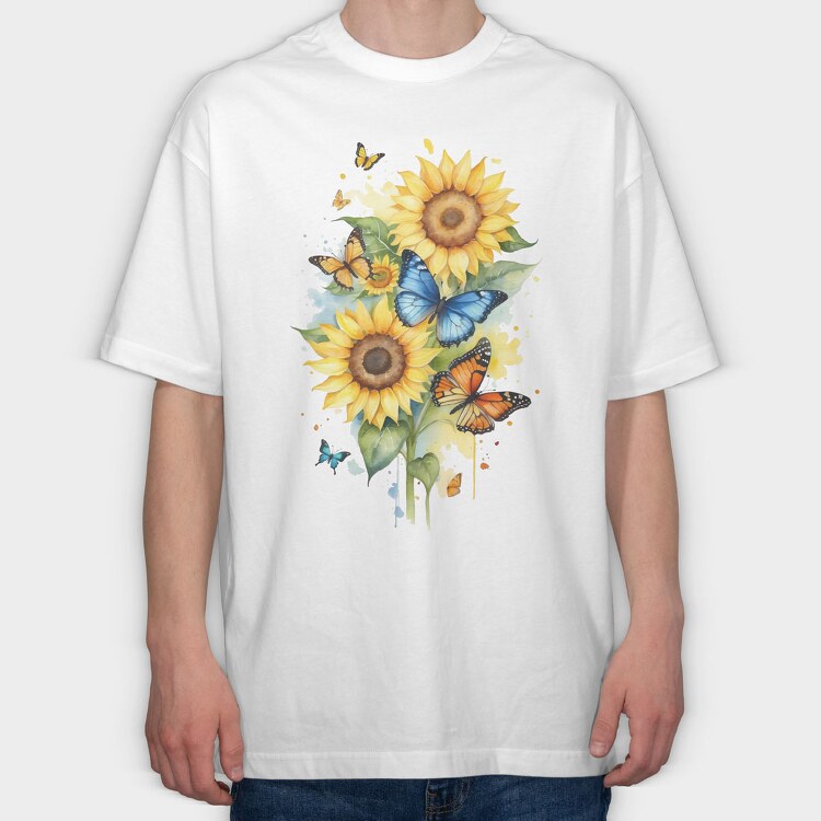 Sunflower Butterfly, Tricou Oversize Barbati (Unisex)