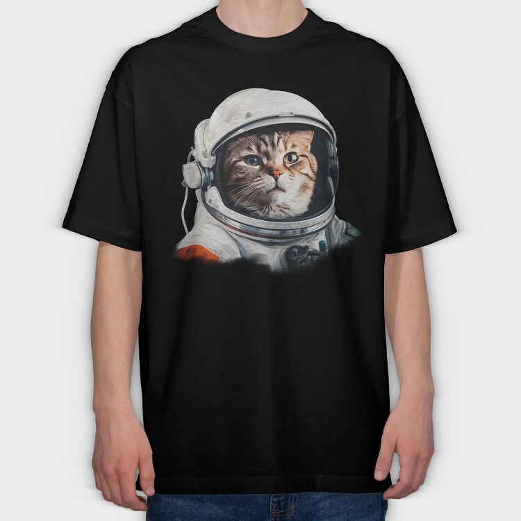 Realistic Astronaut Cat, Tricou Oversize Barbati (Unisex)