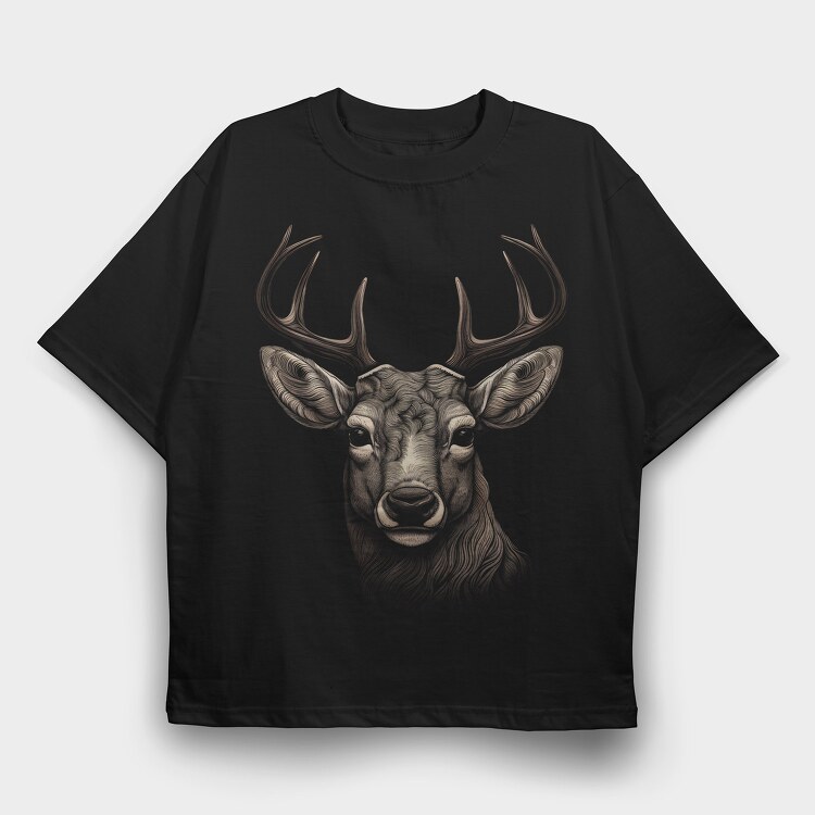 Realistic Deer, Tricou Oversize Barbati (Unisex)