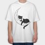 Cat on the Moon, Tricou Oversize Barbati (Unisex)