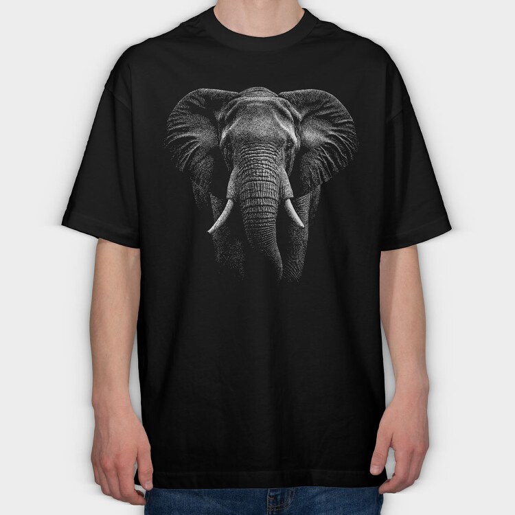 Realistic Elephant, Tricou Oversize Barbati (Unisex)