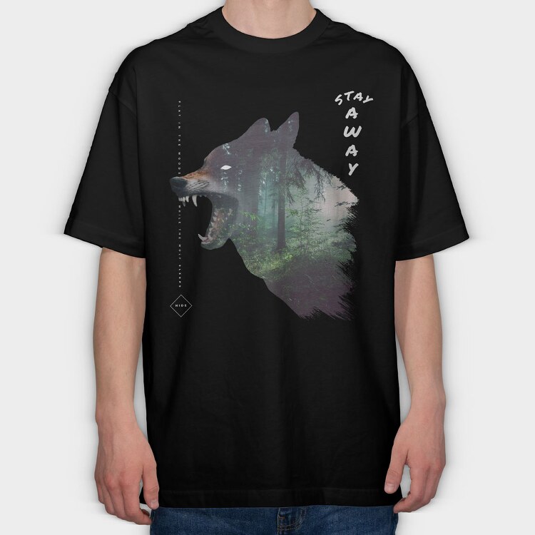 Realistic Forest Wolf, Tricou Oversize Barbati (Unisex)