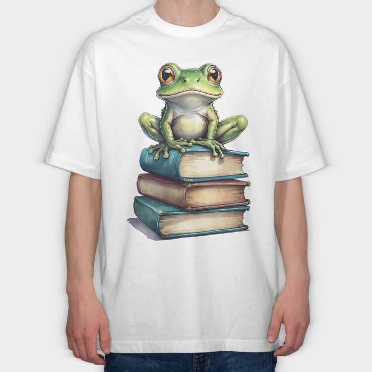 Realistic Frog Books, Tricou Oversize Barbati (Unisex)