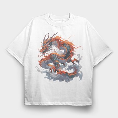 Dragon Chinese, Tricou Oversize Barbati (Unisex)