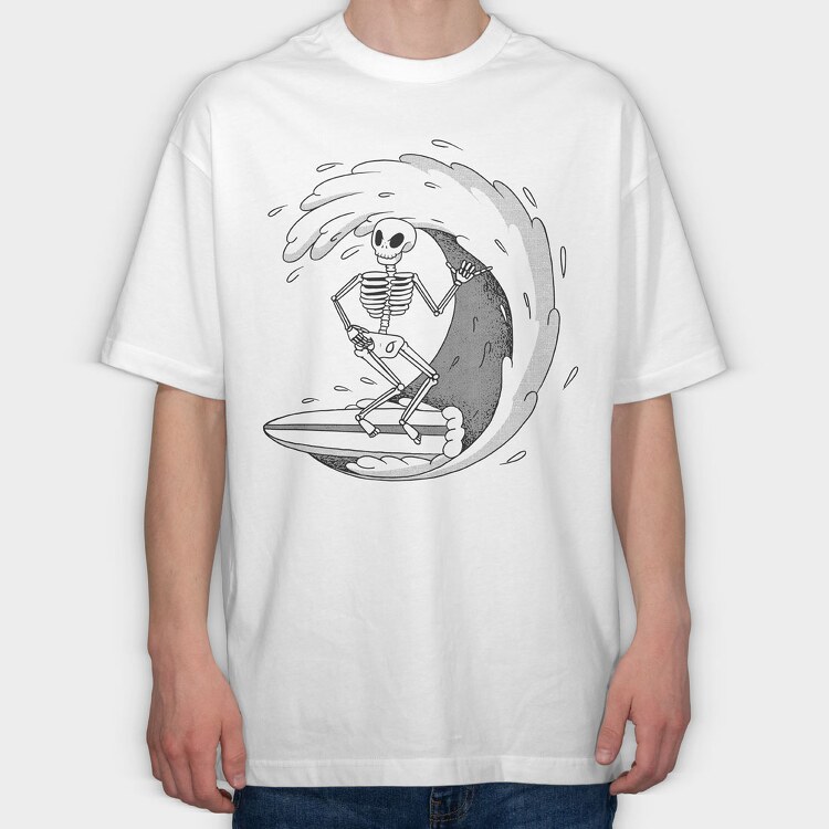 Surf Skeleton, Tricou Oversize Barbati (Unisex)