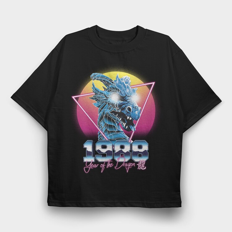 Dragon Retro Wave, Tricou Oversize Barbati (Unisex)