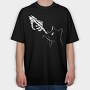 Cat Skeleton Hand, Tricou Oversize Barbati (Unisex)