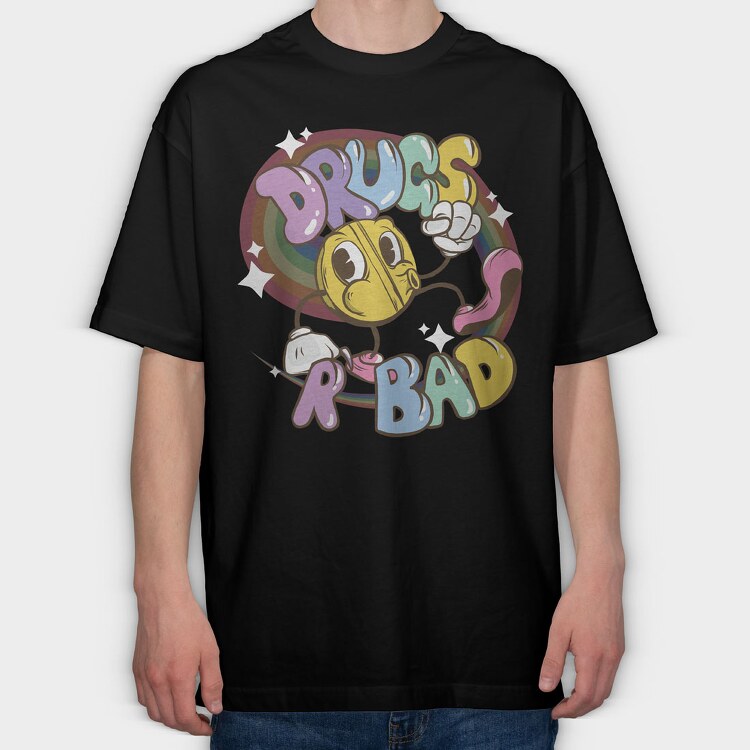 Drugs R Bad Colorful, Tricou Oversize Barbati (Unisex)