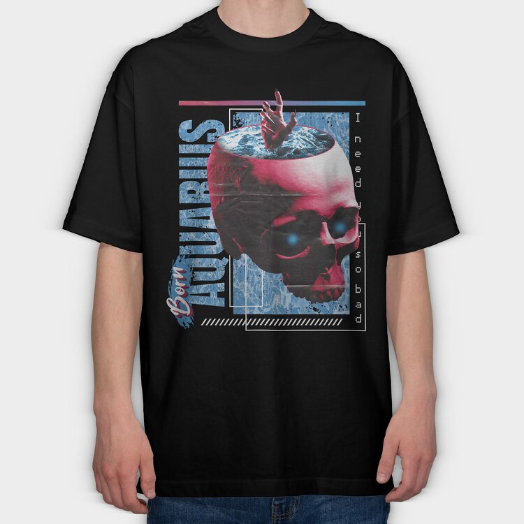 Horoscope Aquarius, Tricou Oversize Barbati (Unisex)