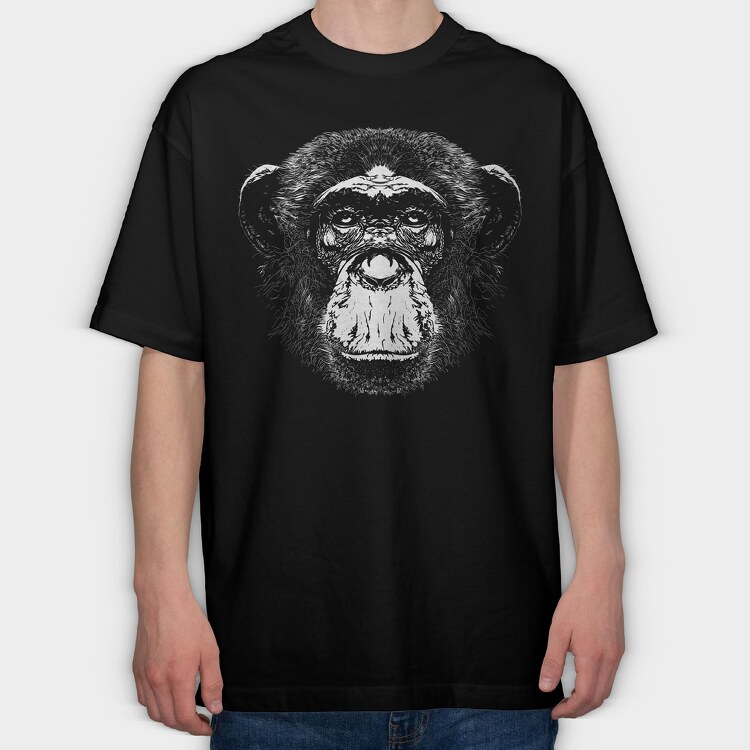 Monochrome Monkey Face, Tricou Oversize Barbati (Unisex)