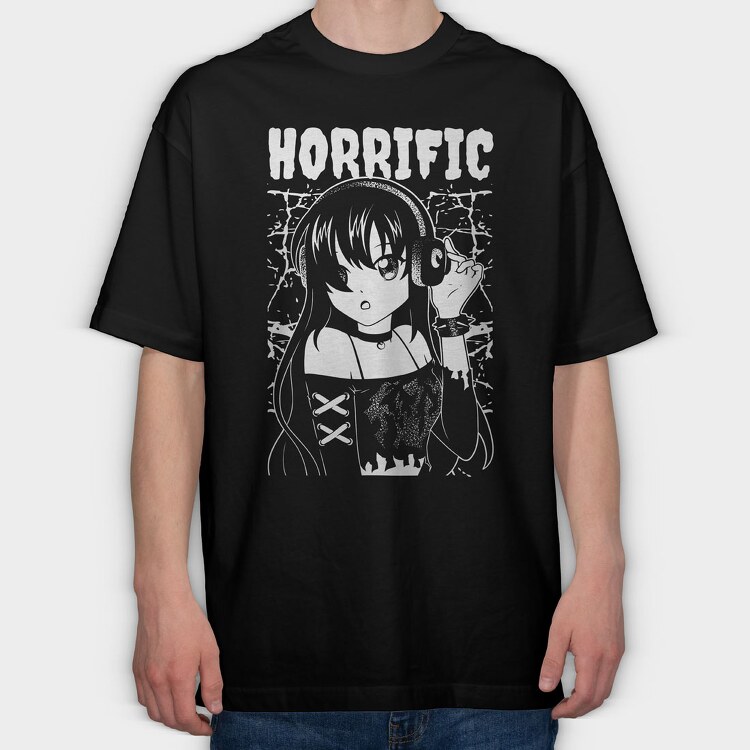 Horrific Dark Anime Girl, Tricou Oversize Barbati (Unisex)