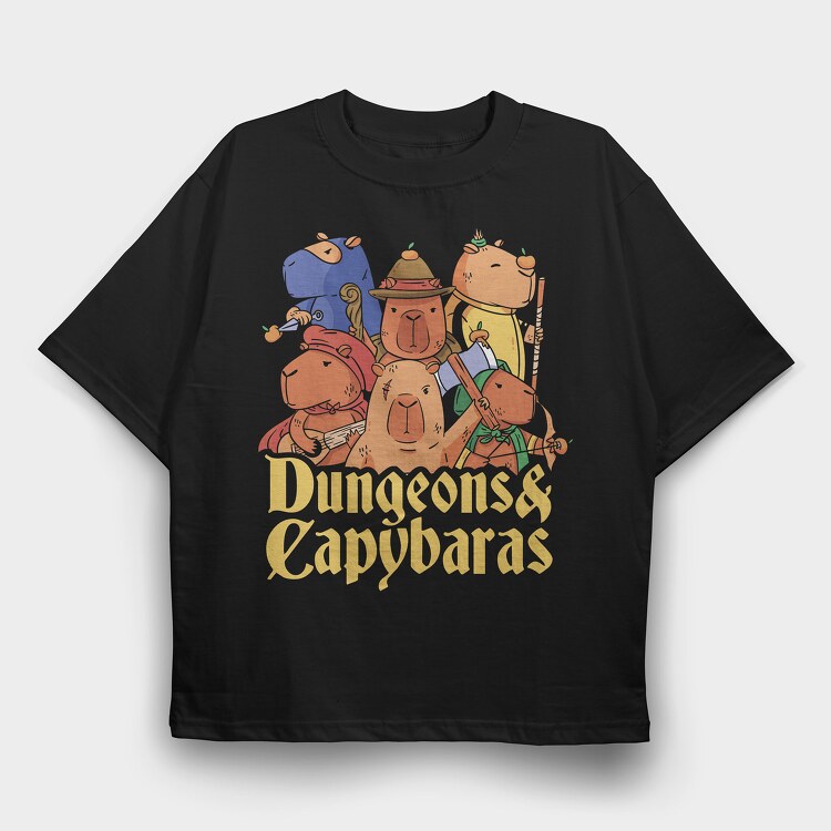 Dungeons and Capybaras, Tricou Oversize Barbati (Unisex)