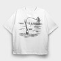 Monochrome Sketch Water, Tricou Oversize Barbati (Unisex)