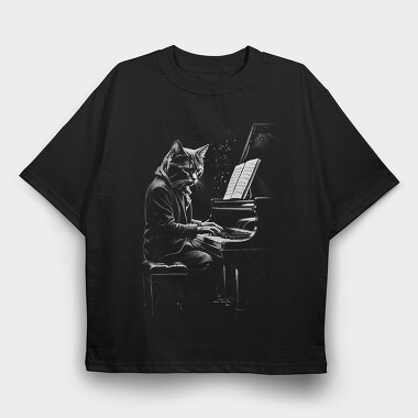 Catpiano, Tricou Oversize Barbati (Unisex)