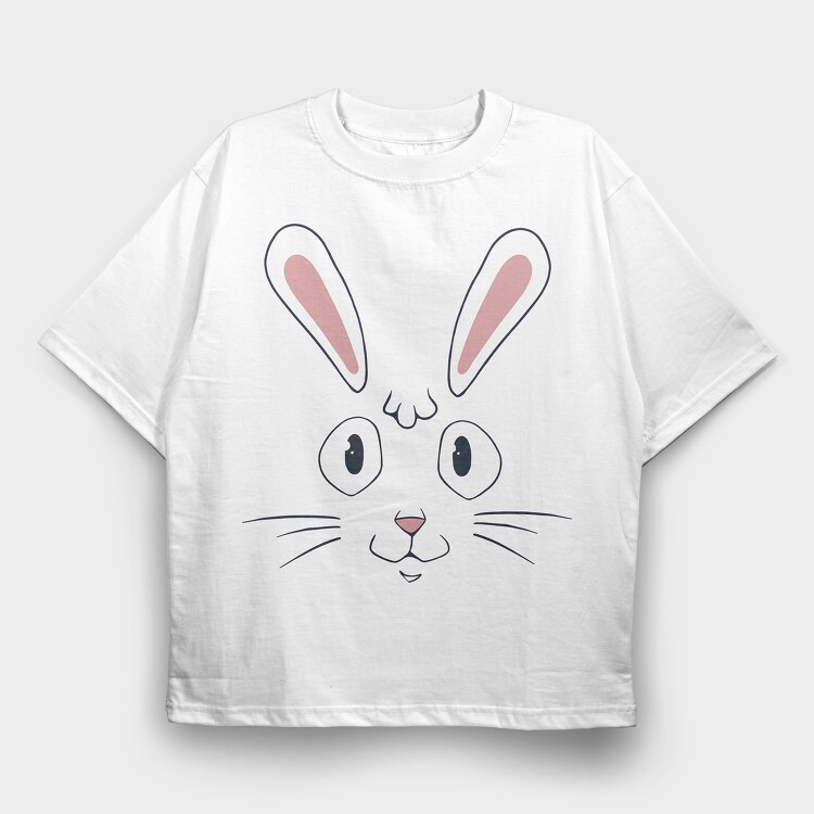 Easter Rabbit Face, Tricou Oversize Barbati (Unisex)