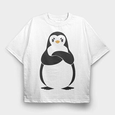 Angry Pinguin, Tricou Oversize Barbati (Unisex)
