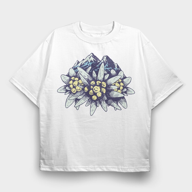 Edelweiss Flower Mountains, Tricou Oversize Barbati (Unisex)