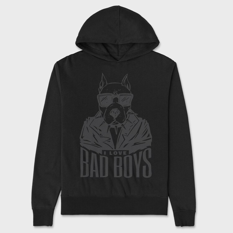 I Love Bad Boys, Hanorac Oversize Barbati (Unisex)