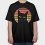 Retro Sunset Cat, Tricou Oversize Barbati (Unisex)