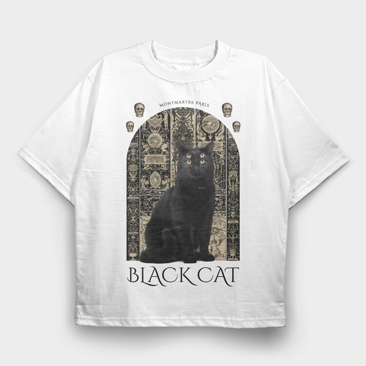 The Black Cat, Tricou Oversize Barbati (Unisex)