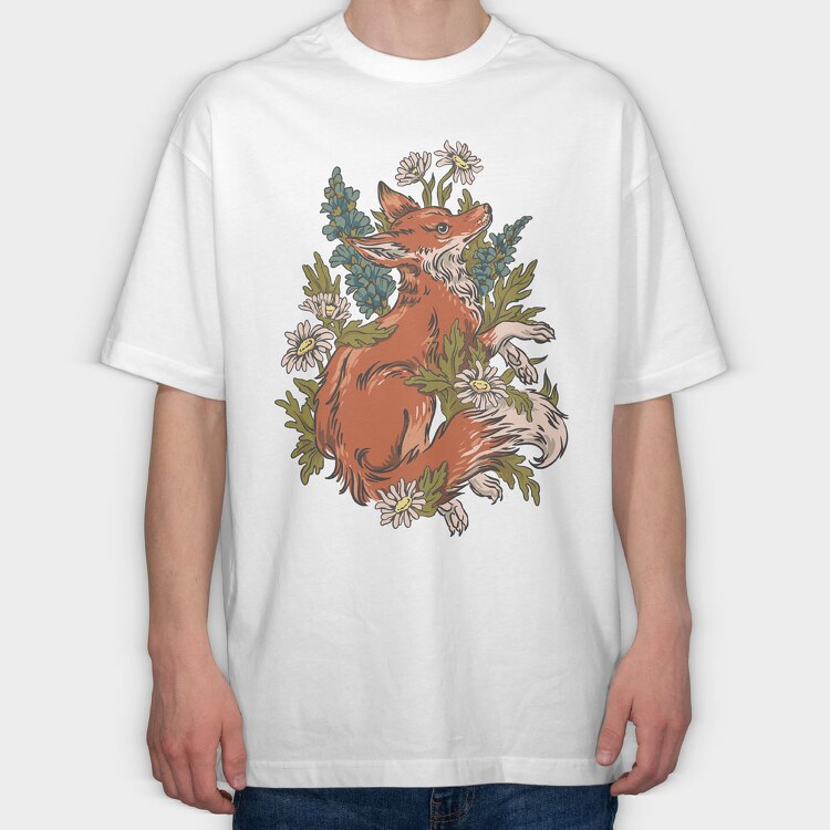 Chamomiles Fox, Tricou Oversize Barbati (Unisex)