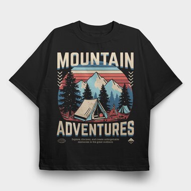 Mountain Adventures Retro Camping, Tricou Oversize Barbati (Unisex)