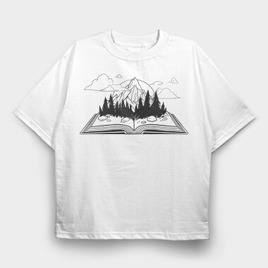 Mountain Book Landscape, Tricou Oversize Barbati (Unisex)