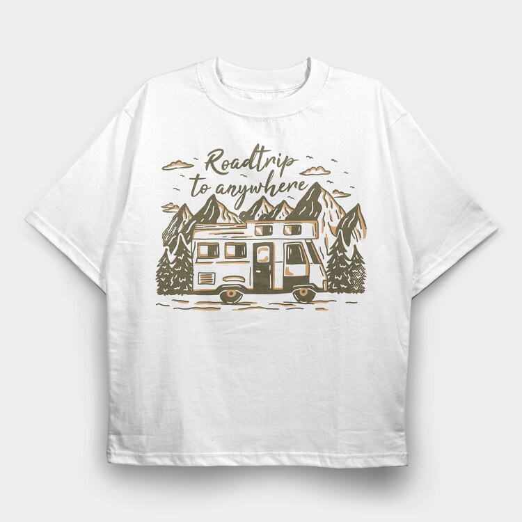 Roadtrip to Anywhere, Tricou Oversize Barbati (Unisex)