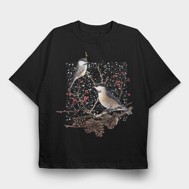 Chickadee Bird, Tricou Oversize Barbati (Unisex)