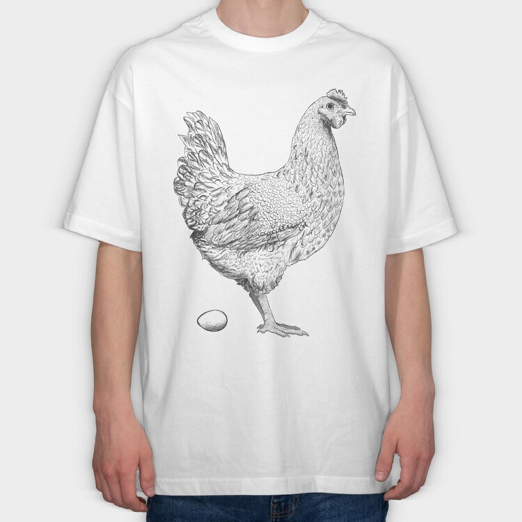 Chicken Egg, Tricou Oversize Barbati (Unisex)