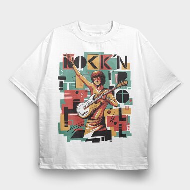 Rock N Roll Guitar, Tricou Oversize Barbati (Unisex)