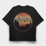 Mountains and Tree Retro Sunset, Tricou Oversize Barbati (Unisex)