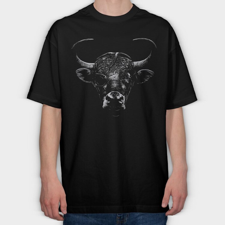 Eyepatch Bull Portrait, Tricou Oversize Barbati (Unisex)