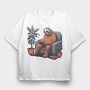 Chill Sloth Playing Video Games, Tricou Oversize Barbati (Unisex)